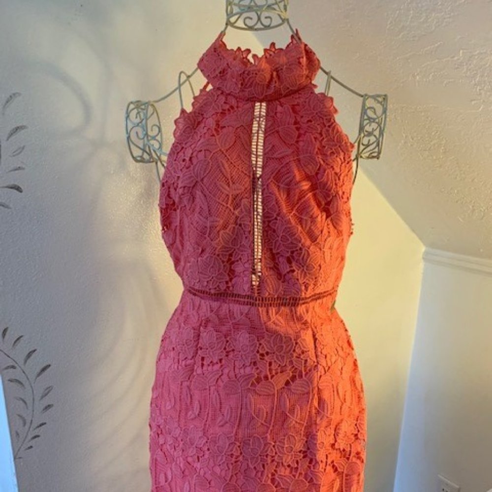Coral Lace Bardot Noni Dress - New w/ Tags